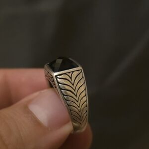 Sterling Silver Signet Ring with Blue Stone